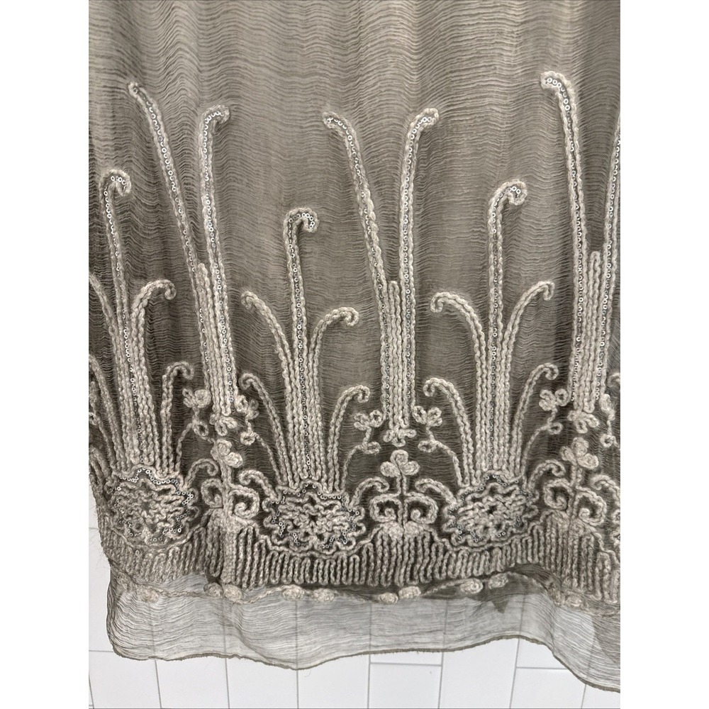 Soft Surrounding SILK Beaux Arts Tunic Sheer Embroidered Boho‎ Romantic Gray EUC - Picture 10 of 10